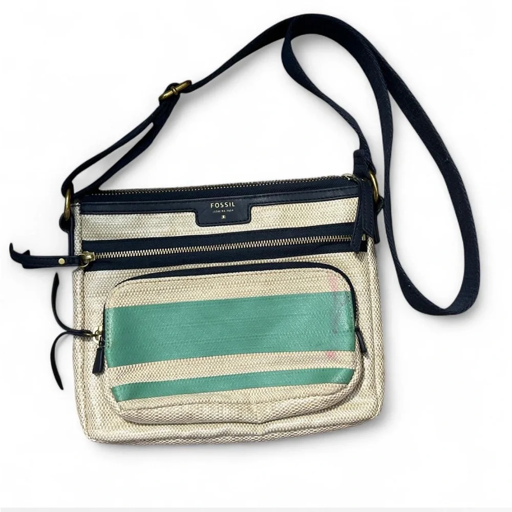 Fossil‎ Green and Tan Crossbody Bag